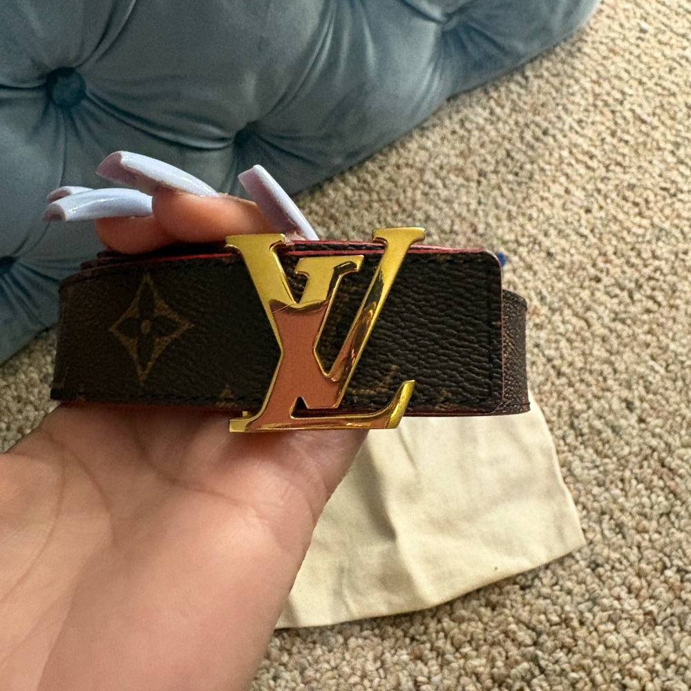 Louis Vuitton Monogram Belt with Gold Buckle